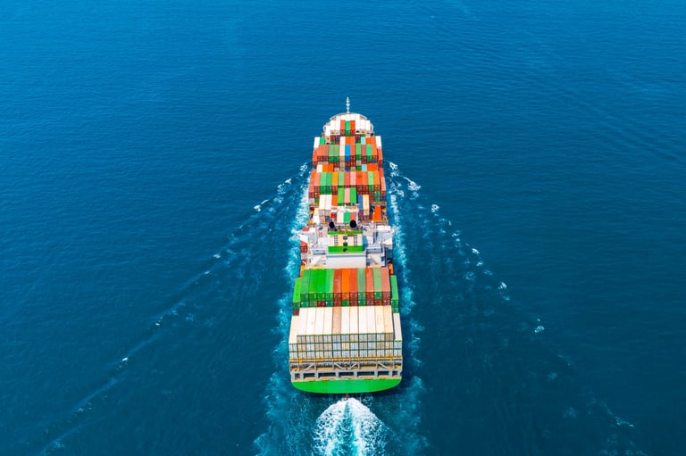 Giant container ship at sea