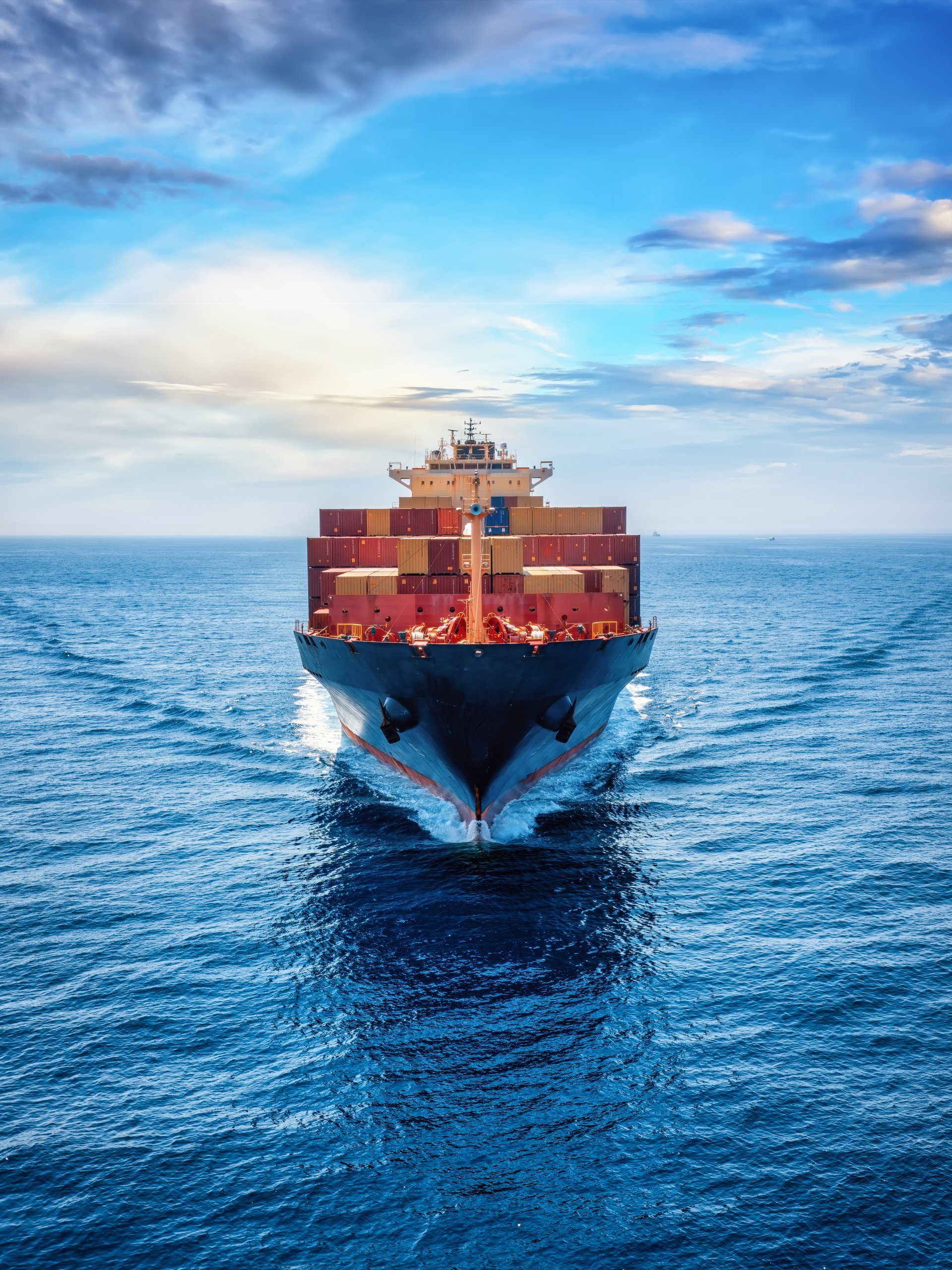 Container cargo vessel at sea