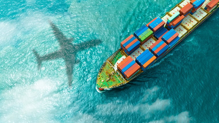 Aerial view of freight shipping transport